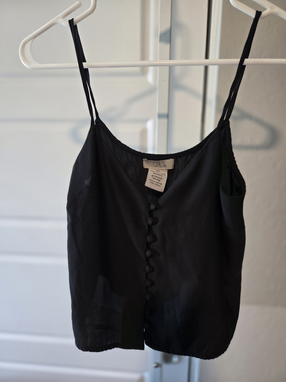 Black Sleeveless Button-Front Cami Top